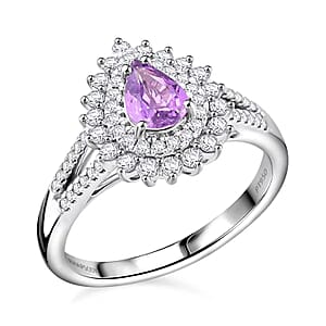 Rhapsody AAAA Madagascar Purple Sapphire and E-F VS Diamond 1.26 ctw Ring in 950 Platinum (Size 7.5) 7.25 Grams