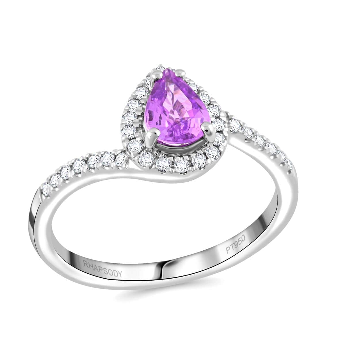 Certified & Appraised Rhapsody AAAA Madagascar Purple Sapphire and E-F VS Diamond 1.00 ctw Ring in 950 Platinum (Size 10.0) 5.27 Grams image number 0