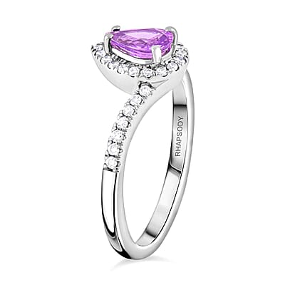 Certified & Appraised Rhapsody AAAA Madagascar Purple Sapphire and E-F VS Diamond 1.00 ctw Ring in 950 Platinum (Size 11.0) 5.27 Grams