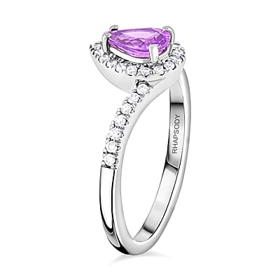 Certified & Appraised Rhapsody AAAA Madagascar Purple Sapphire and E-F VS Diamond 1.00 ctw Ring in 950 Platinum (Size 7.0) 5.27 Grams