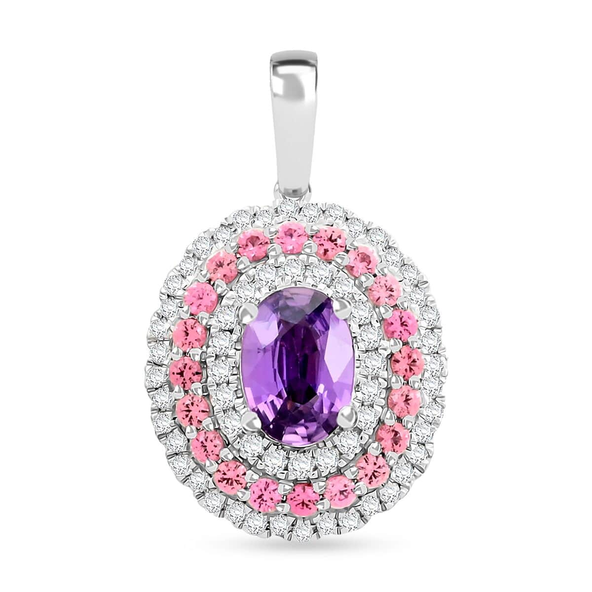 Rhapsody 950 Platinum AAAA Madagascar Purple Sapphire and Pink Spinel, Diamond E-F VS Pendant 4.85 Grams 1.60 ctw image number 0