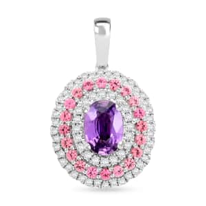 Rhapsody 950 Platinum AAAA Madagascar Purple Sapphire and Pink Spinel, Diamond E-F VS Pendant 4.85 Grams 1.60 ctw