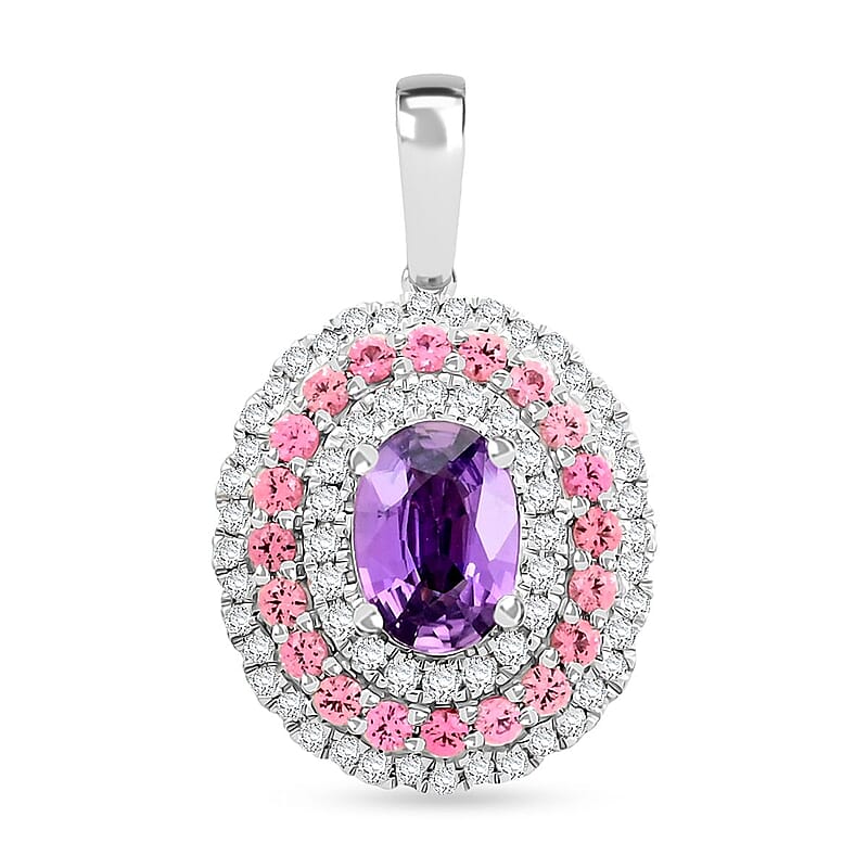 Rhapsody 950 Platinum AAAA Madagascar Purple Sapphire and Pink Spinel, Diamond E-F VS Pendant 4.85 Grams 1.60 ctw