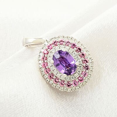 Rhapsody 950 Platinum AAAA Madagascar Purple Sapphire and Pink Spinel, Diamond E-F VS Pendant 4.85 Grams 1.60 ctw