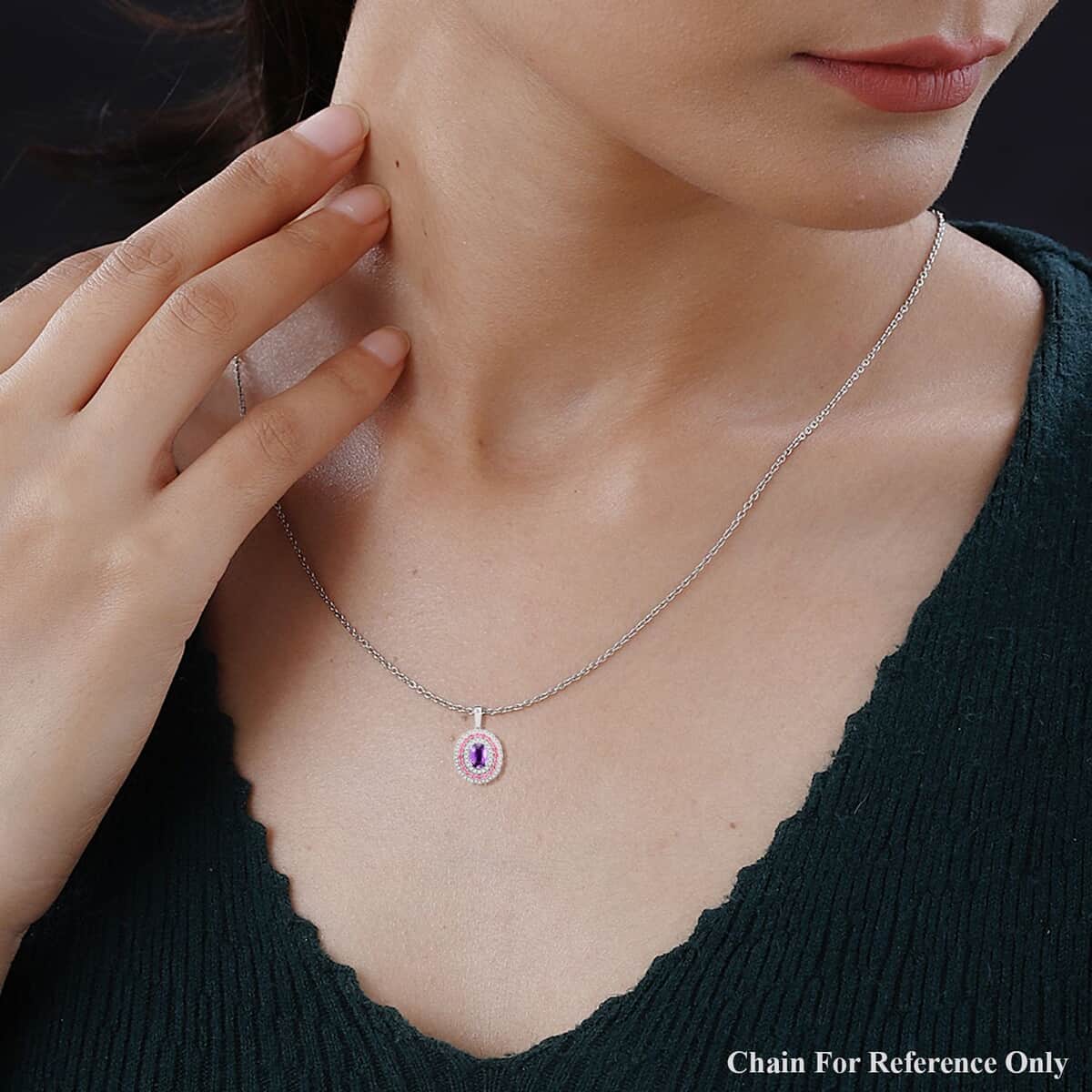 Rhapsody 950 Platinum AAAA Madagascar Purple Sapphire and Pink Spinel, Diamond E-F VS Pendant 4.85 Grams 1.60 ctw image number 2