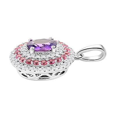 Rhapsody 950 Platinum AAAA Madagascar Purple Sapphire and Pink Spinel, Diamond E-F VS Pendant 4.85 Grams 1.60 ctw