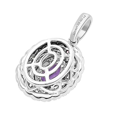 Rhapsody 950 Platinum AAAA Madagascar Purple Sapphire and Pink Spinel, Diamond E-F VS Pendant 4.85 Grams 1.60 ctw