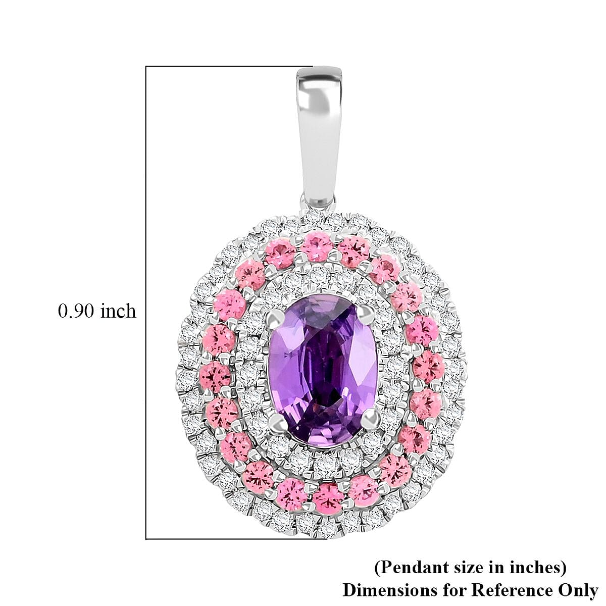 Rhapsody 950 Platinum AAAA Madagascar Purple Sapphire and Pink Spinel, Diamond E-F VS Pendant 4.85 Grams 1.60 ctw