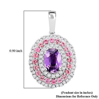 Rhapsody 950 Platinum AAAA Madagascar Purple Sapphire and Pink Spinel, Diamond E-F VS Pendant 4.85 Grams 1.60 ctw