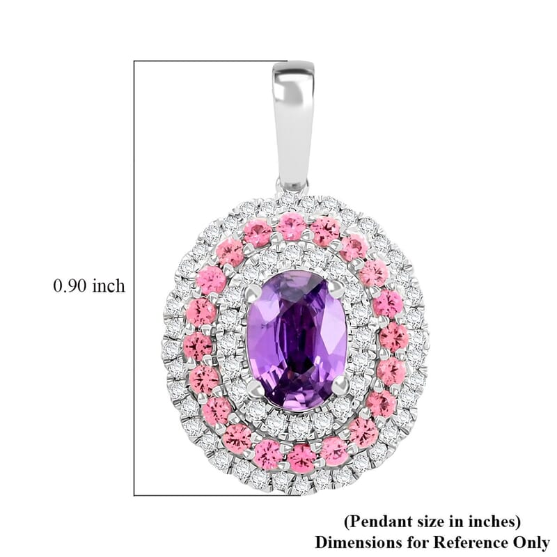 Rhapsody 950 Platinum AAAA Madagascar Purple Sapphire and Pink Spinel, Diamond E-F VS Pendant 4.85 Grams 1.60 ctw