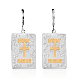 Bible Book Earrings in ION Plated YG and Stainless Steel