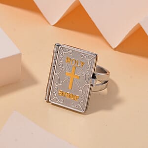 Openable Holy Cross Bible Ring in ION Plated YG and Stainless Steel (Size 6)