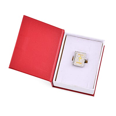 Openable Holy Cross Bible Ring in ION Plated YG and Stainless Steel (Size 7)