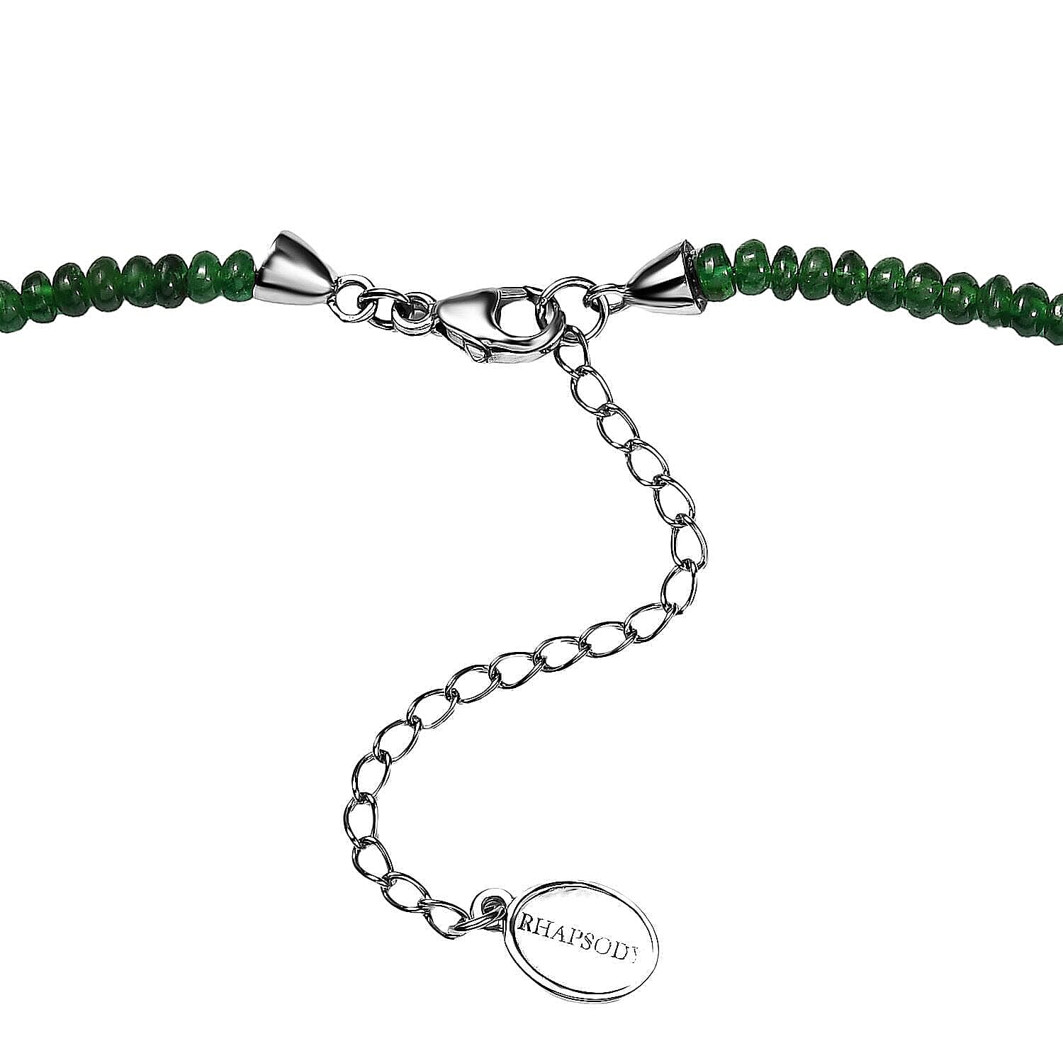 Certified & Appraised Rhapsody 950 Platinum AAAA Tsavorite Garnet 50.00 ctw Beaded Graduate Necklace 18-20 Inches