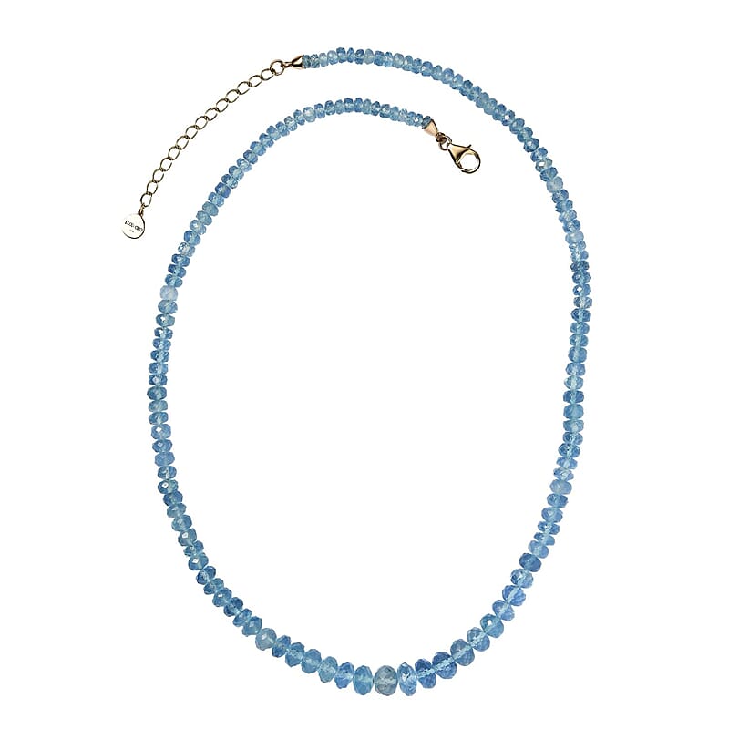 Certified & Appraised Luxoro Mangoro Aquamarine 75.00 ctw Beaded Graduated Necklace in 14K Yellow Gold 18-20 Inches