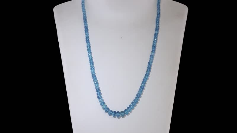 Certified & Appraised Luxoro Mangoro Aquamarine 75.00 ctw Beaded Graduated Necklace in 14K Yellow Gold 18-20 Inches