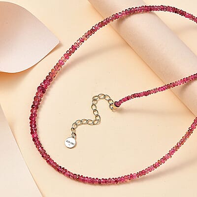 Luxoro AAA Morro Redondo Pink Tourmaline 37.35 ctw Beaded Graduated Necklace in 14K Yellow Gold 18-20 Inches