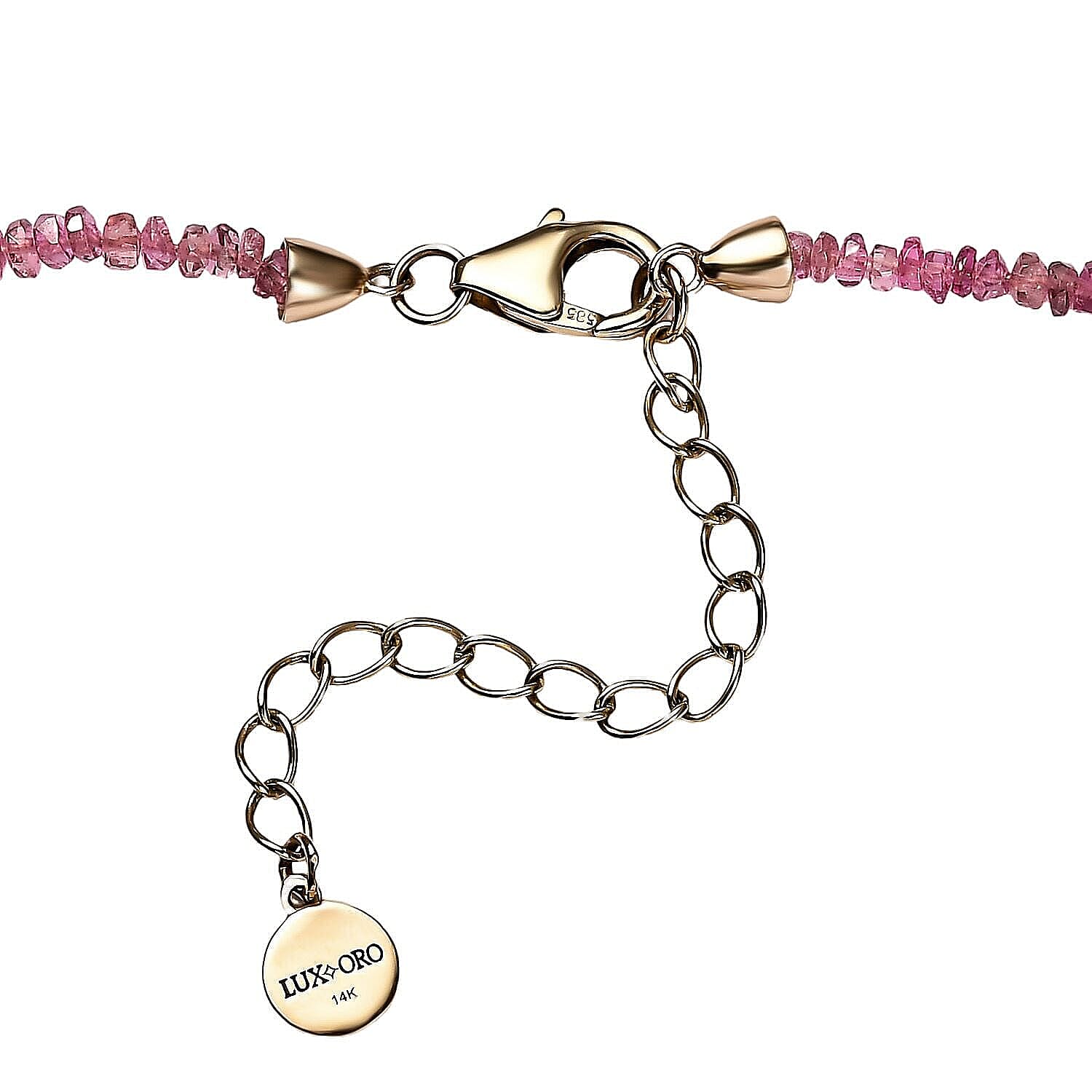 Luxoro AAA Morro Redondo Pink Tourmaline 37.35 ctw Beaded Graduated Necklace in 14K Yellow Gold 18-20 Inches