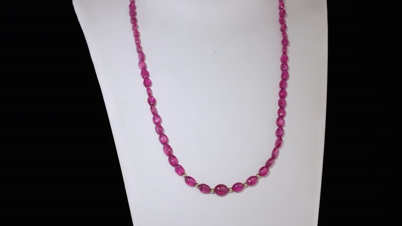 Certified & Appraised Luxoro AAA Niassa Ruby (FF) 85.00 ctw Beaded Graduated Necklace in 14K Yellow Gold 18-20 Inches