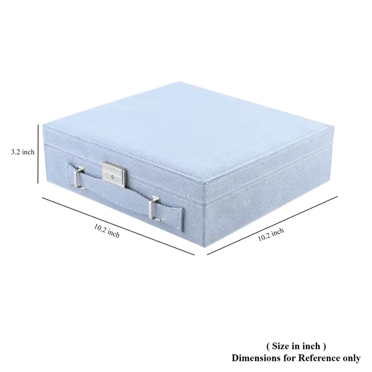 Light Blue Faux Velvet Briefcase Style 2-Tier Jewelry Box with Anti-Tarnish and Scratch Protection Interior (Approx 60 Rings, etc) image number 4