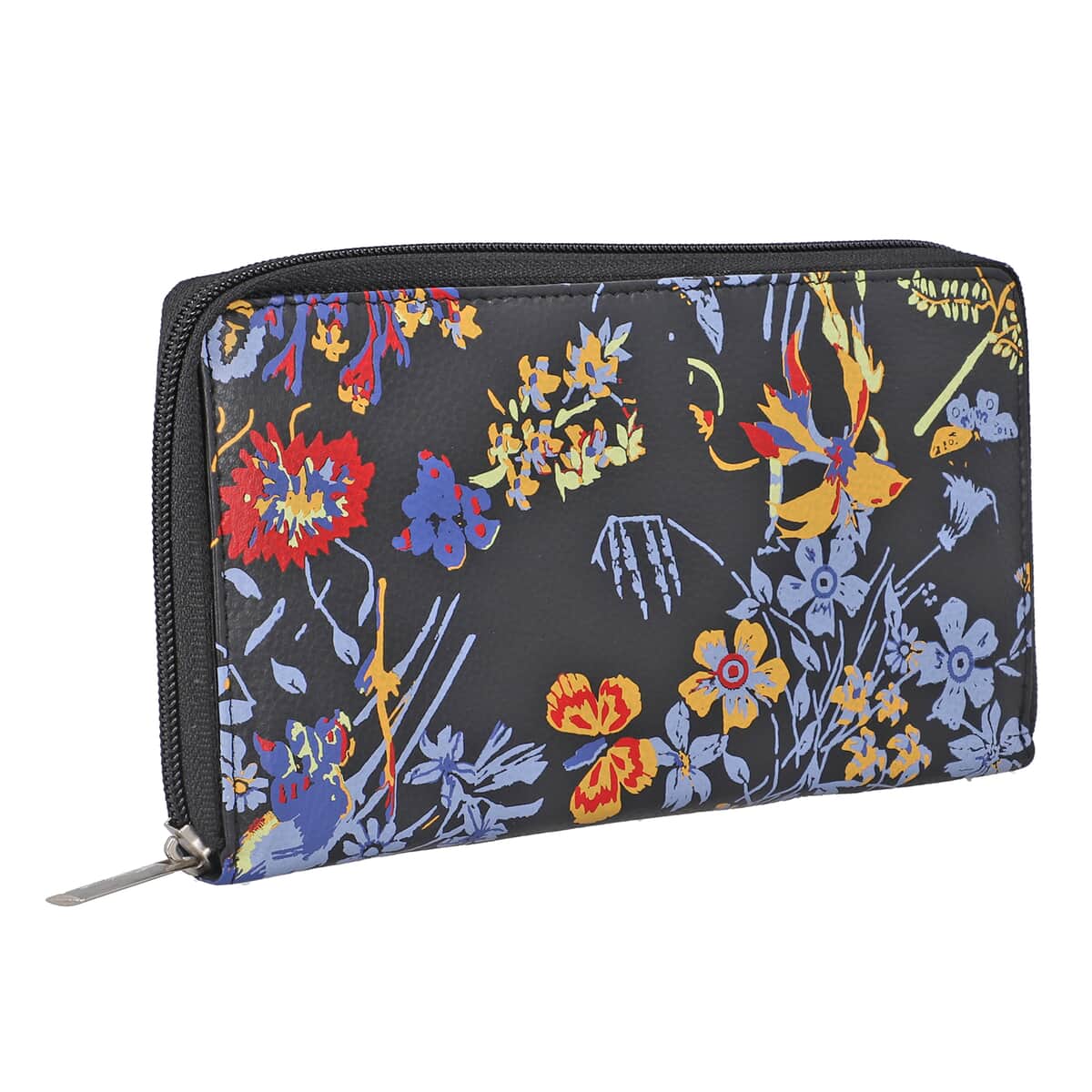 "UNION CODE -RFID Protected 100% Genuine Leather Women's Wallet THEME: Flower print  SIZE: 7.5(L)x4.5(W)x0.5(H) inches COLOR: Black " image number 6