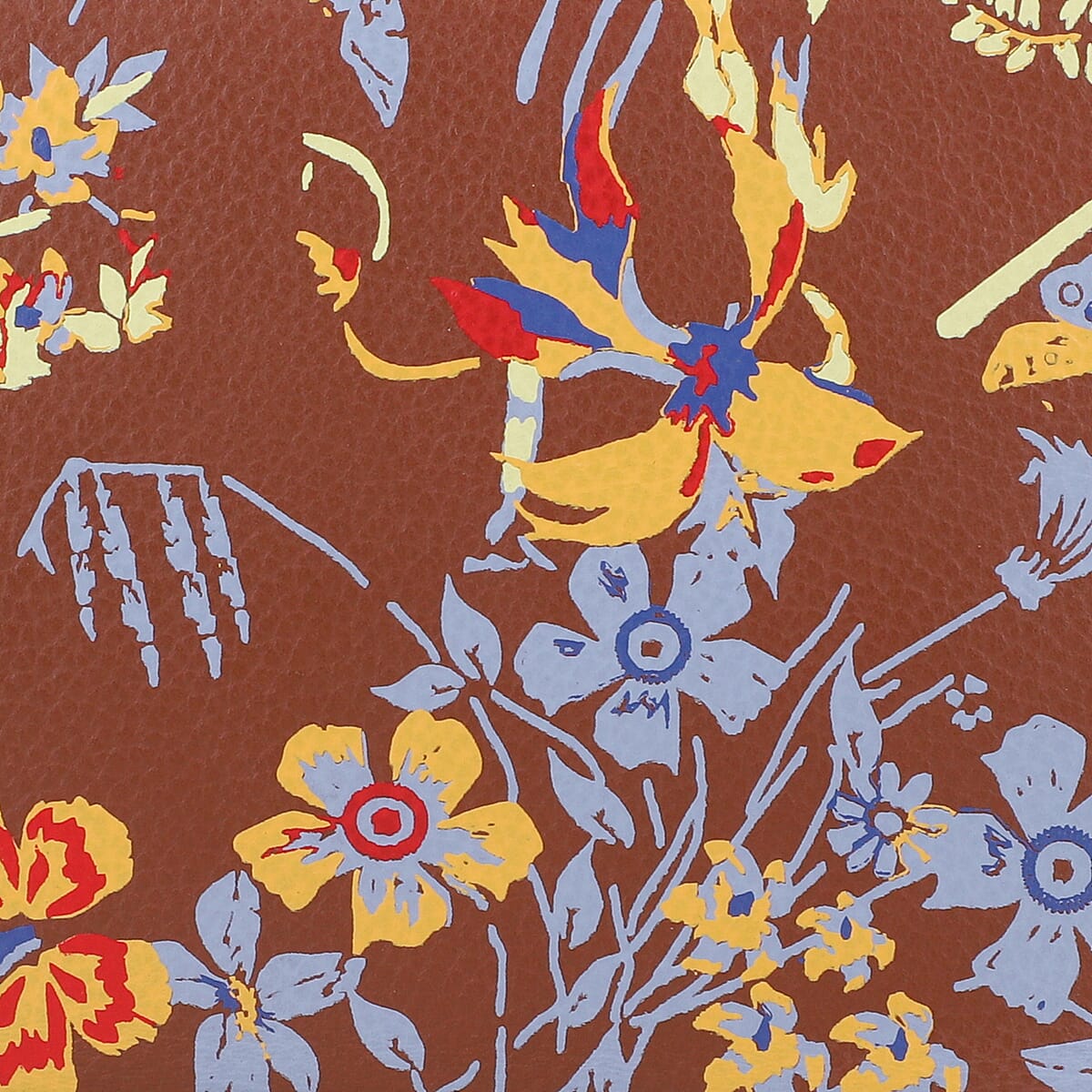Union Code Dark Cognac Color Flower Print 100% Genuine Leather RFID Protected Women's Wallet image number 5