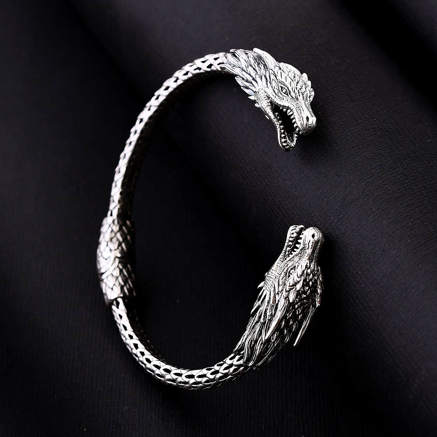 Bali Legay Sterling Silver Dragon Cuff Bracelet (7.0 In) 44 Grams