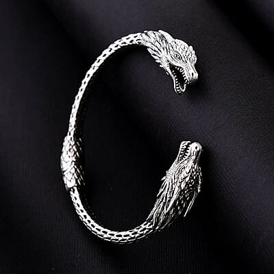 Bali Legay Sterling Silver Dragon Cuff Bracelet (7.0 In) 44 Grams