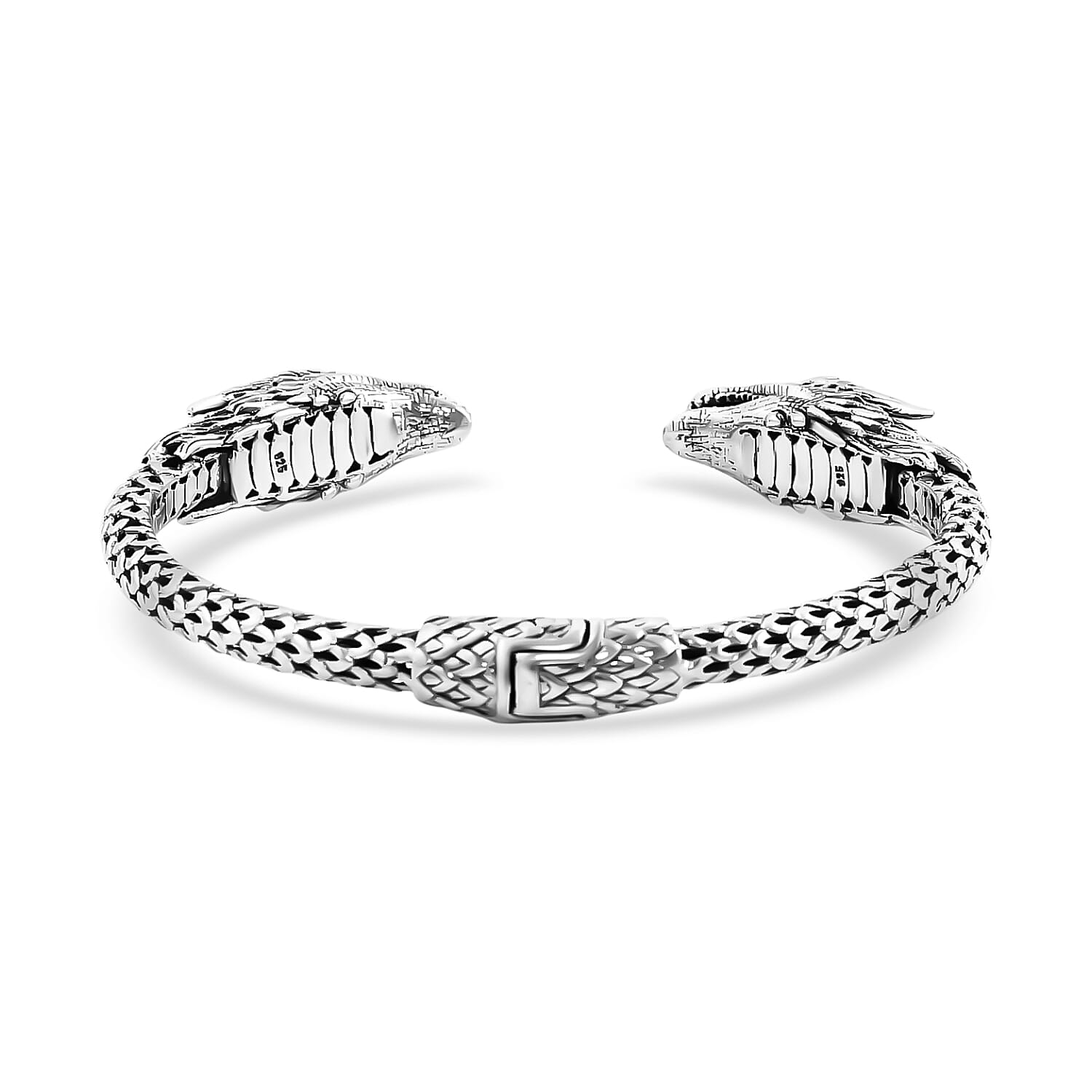 Bali Legay Sterling Silver Dragon Cuff Bracelet (7.0 In) 44 Grams