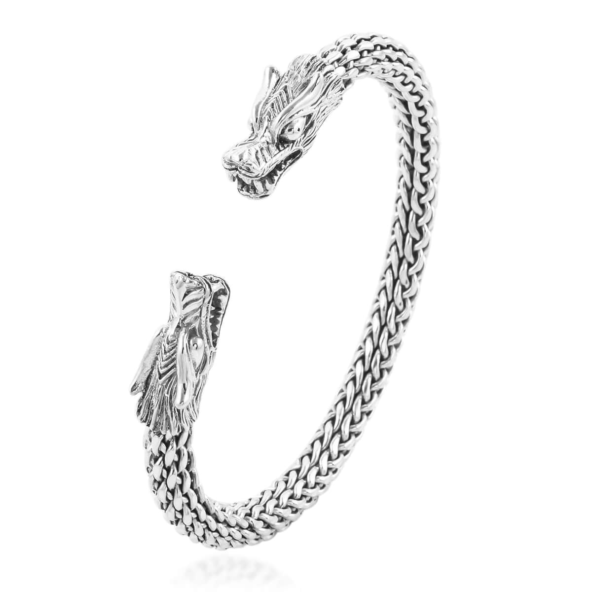 Bali Legacy Sterling Silver Dragon Cuff Bracelet (7.25 in) 49.35 Grams image number 3