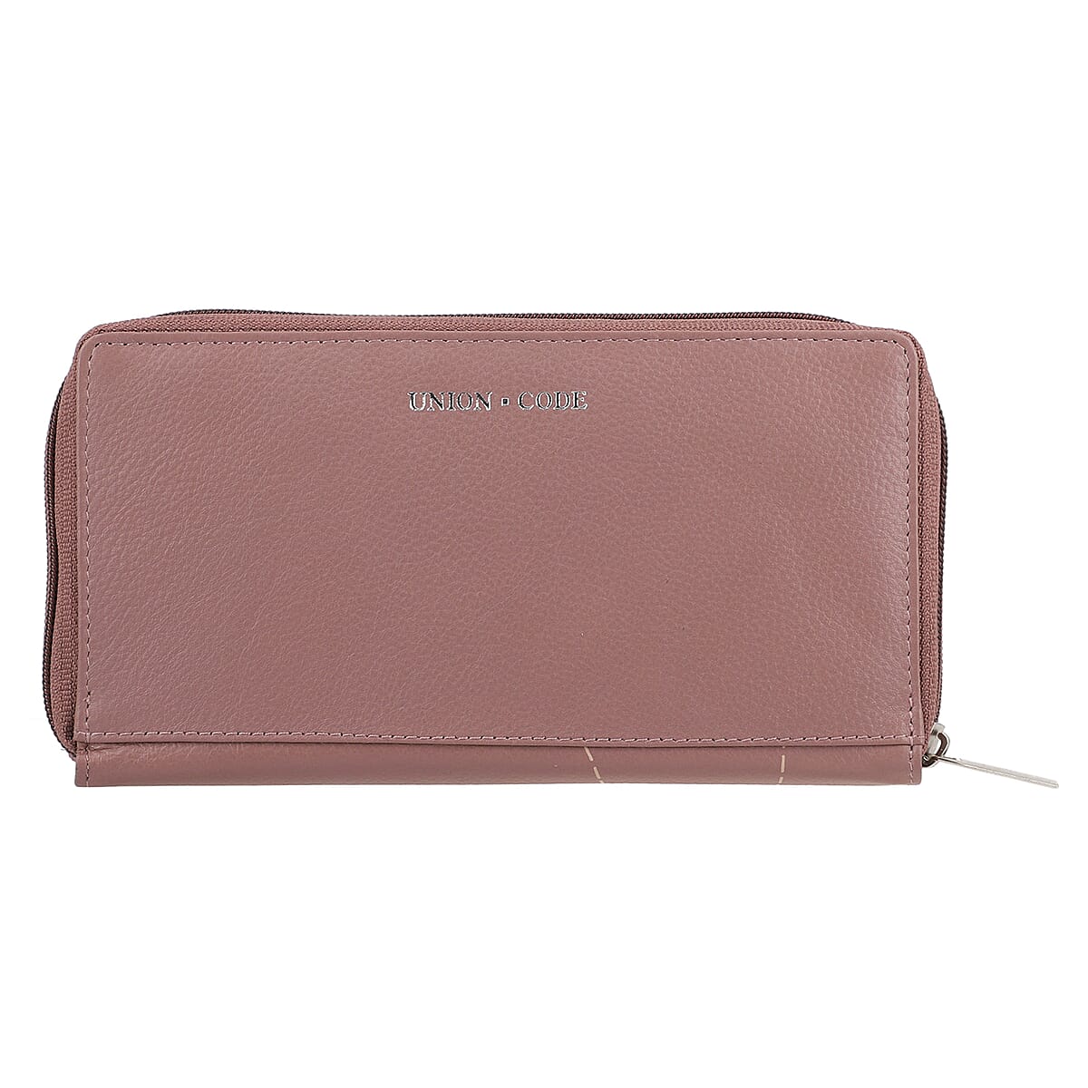 Union Code Purple Color Floral Pattern 100% Genuine Leather RFID Protected Applique Women's Wallet image number 3