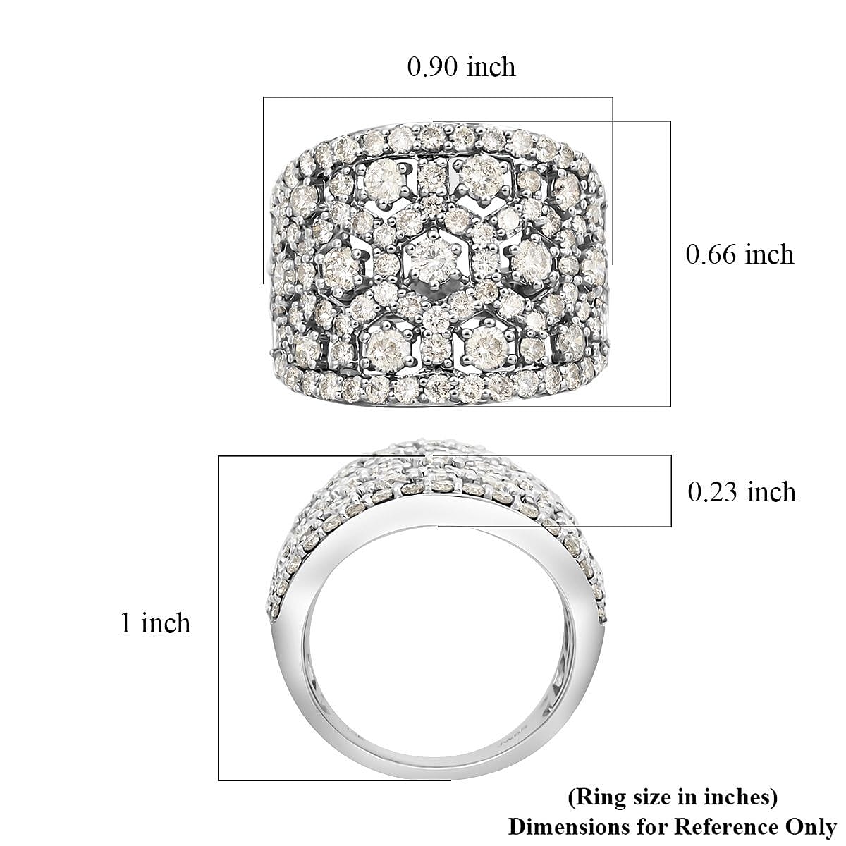 10K White Gold Diamond Ring (Size 10.0) 6.40 Grams 3.05 ctw