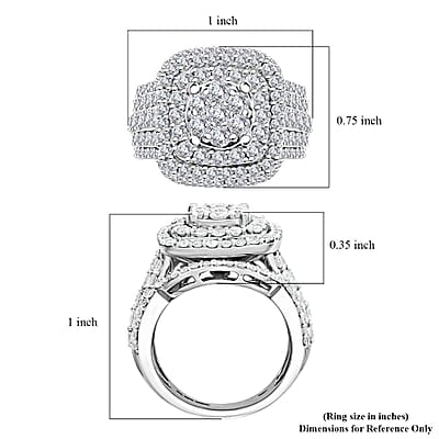 Diamond 3.05 ctw Ring in 10K White Gold (Size 10.0) 8.40 Grams