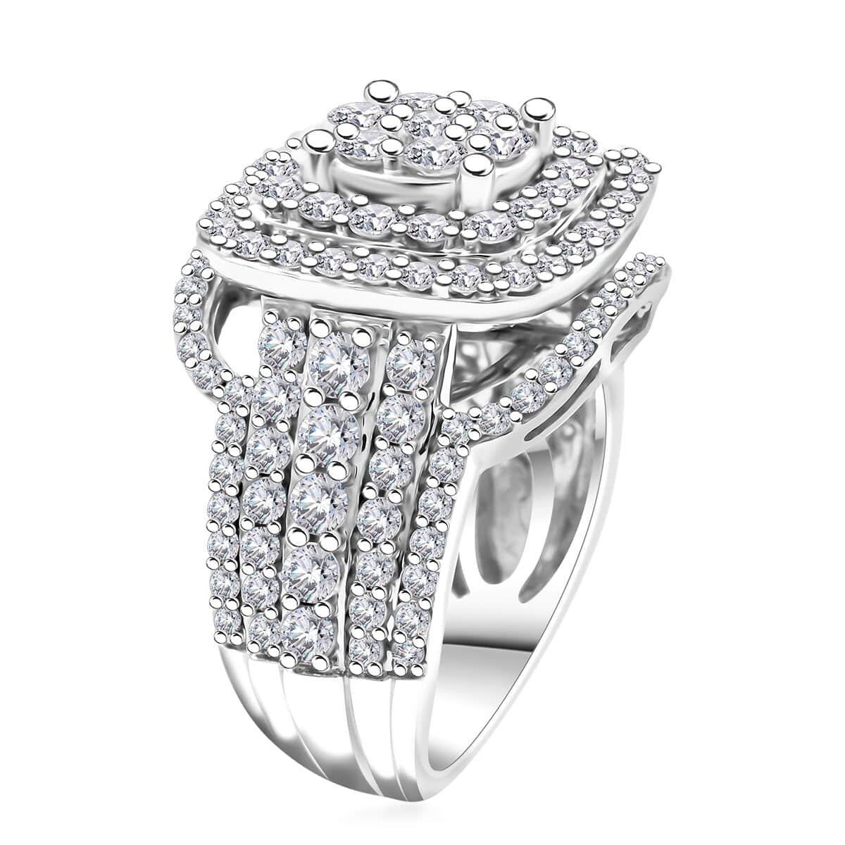 Diamond 3.05 ctw Ring in 10K White Gold (Size 7.0) 8.40 Grams image number 3