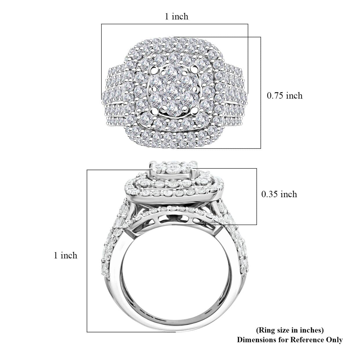 Diamond 3.05 ctw Ring in 10K White Gold (Size 7.0) 8.40 Grams image number 5