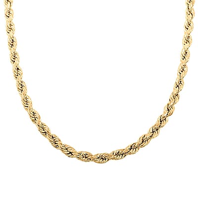 6mm Diamond-cut Rope Chain Necklace in 10K Yellow Gold 12.6 Grams 24 Inches