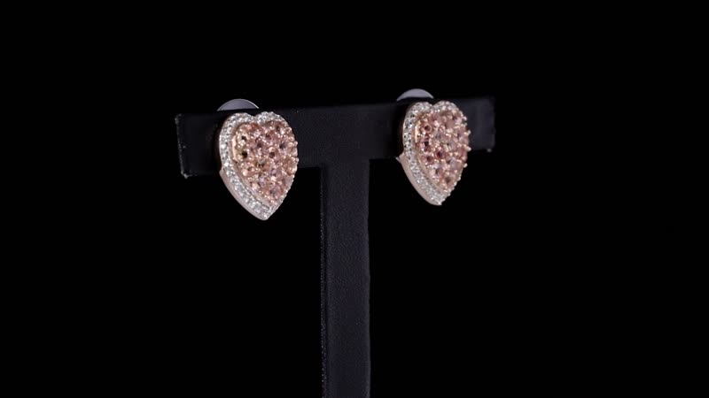 D'Joy Premium Blush Tourmaline and White Zircon 2.80 ctw Heart Earrings in 18K Vermeil Rose Gold Over Sterling Silver