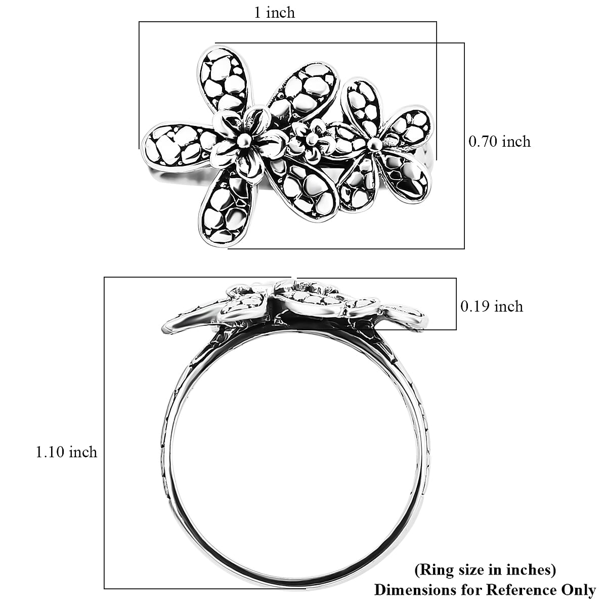 Bali Legacy Sterling Silver Floral Ring (Size 10.0) 5.05 Grams