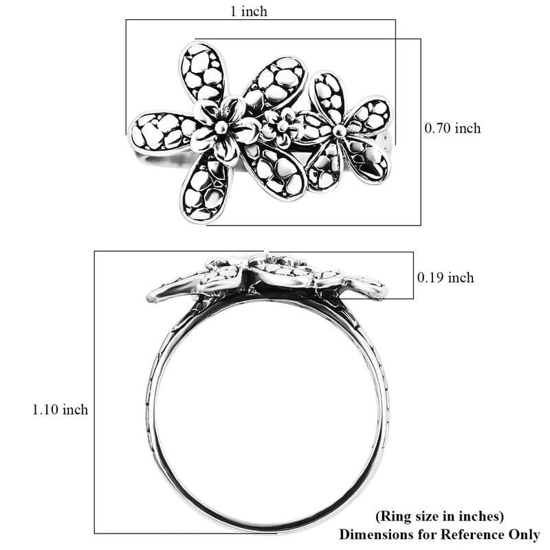 Bali Legacy Sterling Silver Floral Ring (Size 10.0) 5.05 Grams