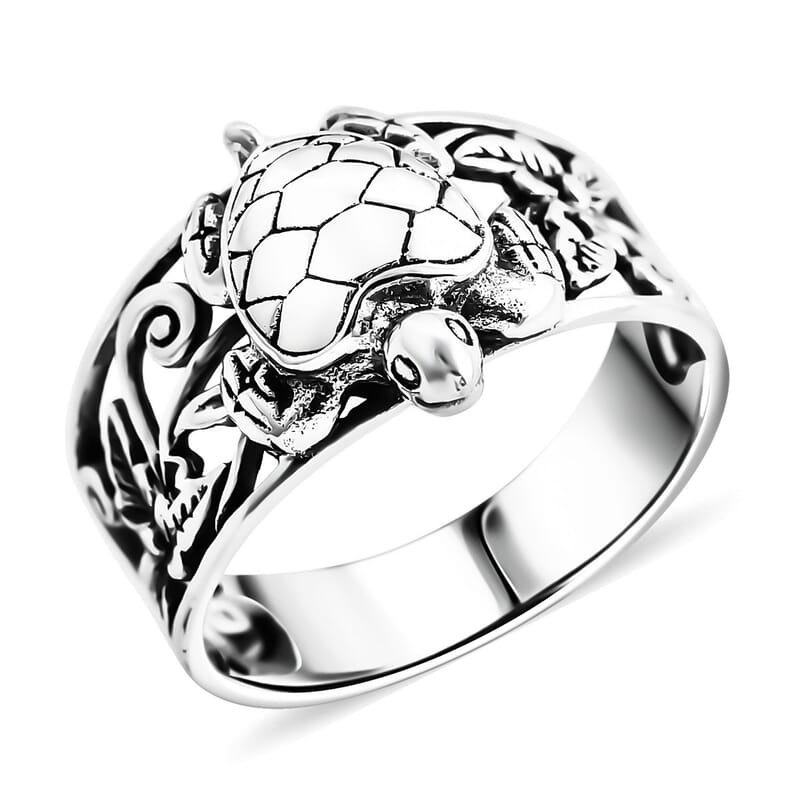 Bali Legacy Sterling Silver Turtle Ring (Size 10.0) 5.38 Grams