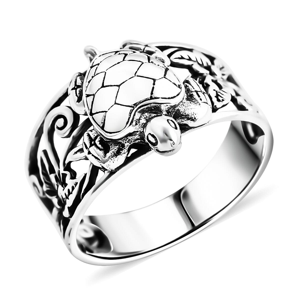 Bali Legacy Sterling Silver Turtle Ring (Size 5.0) 5.38 Grams image number 0
