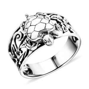 Bali Legacy Sterling Silver Turtle Ring (Size 5.0) 5.38 Grams