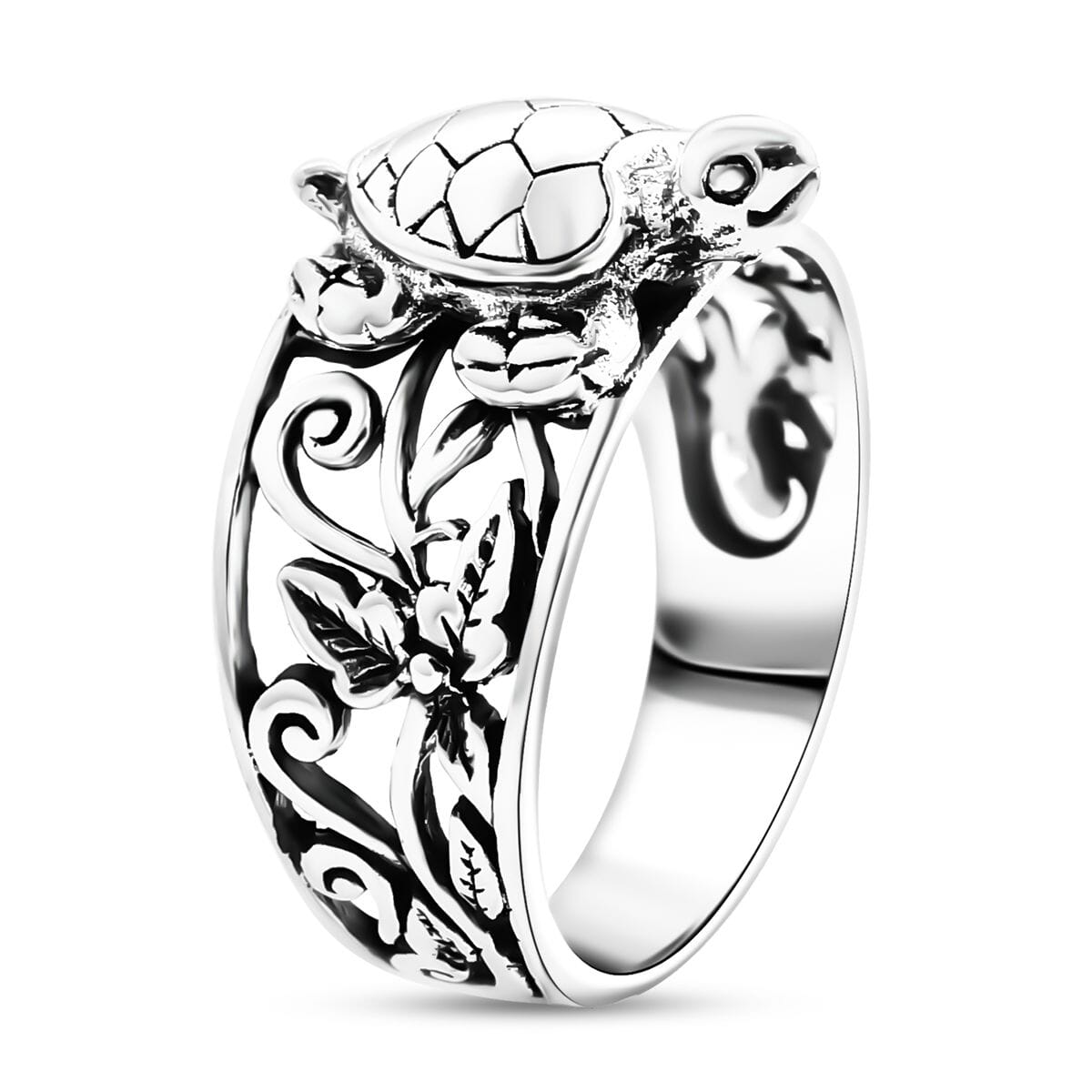 Bali Legacy Sterling Silver Turtle Ring (Size 5.0) 5.38 Grams image number 3