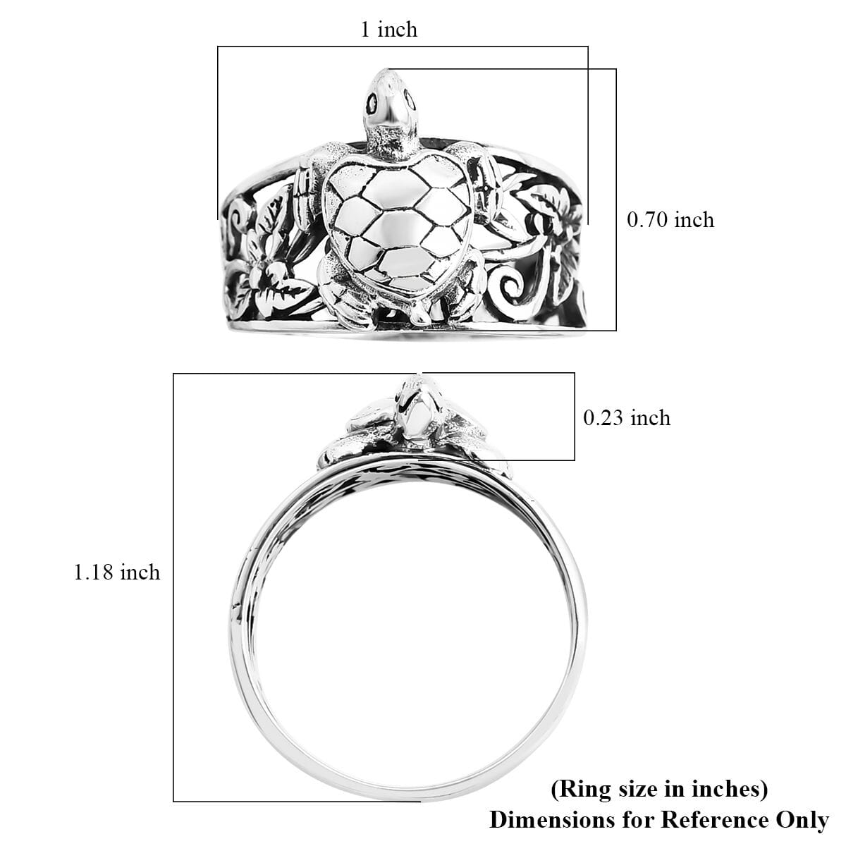 Bali Legacy Sterling Silver Turtle Ring (Size 5.0) 5.38 Grams image number 5