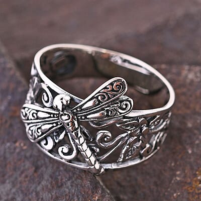 Bali Legacy Sterling Silver Dragonfly Ring (Size 10.0) 4.50 Grams