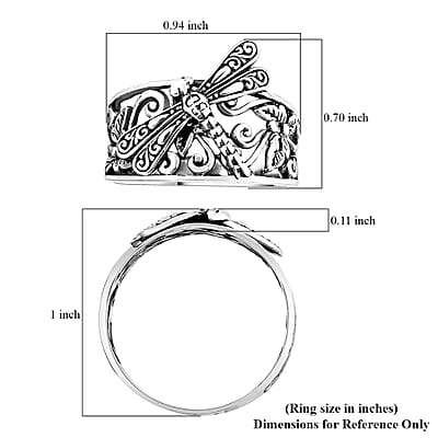Bali Legacy Sterling Silver Dragonfly Ring (Size 10.0) 4.50 Grams