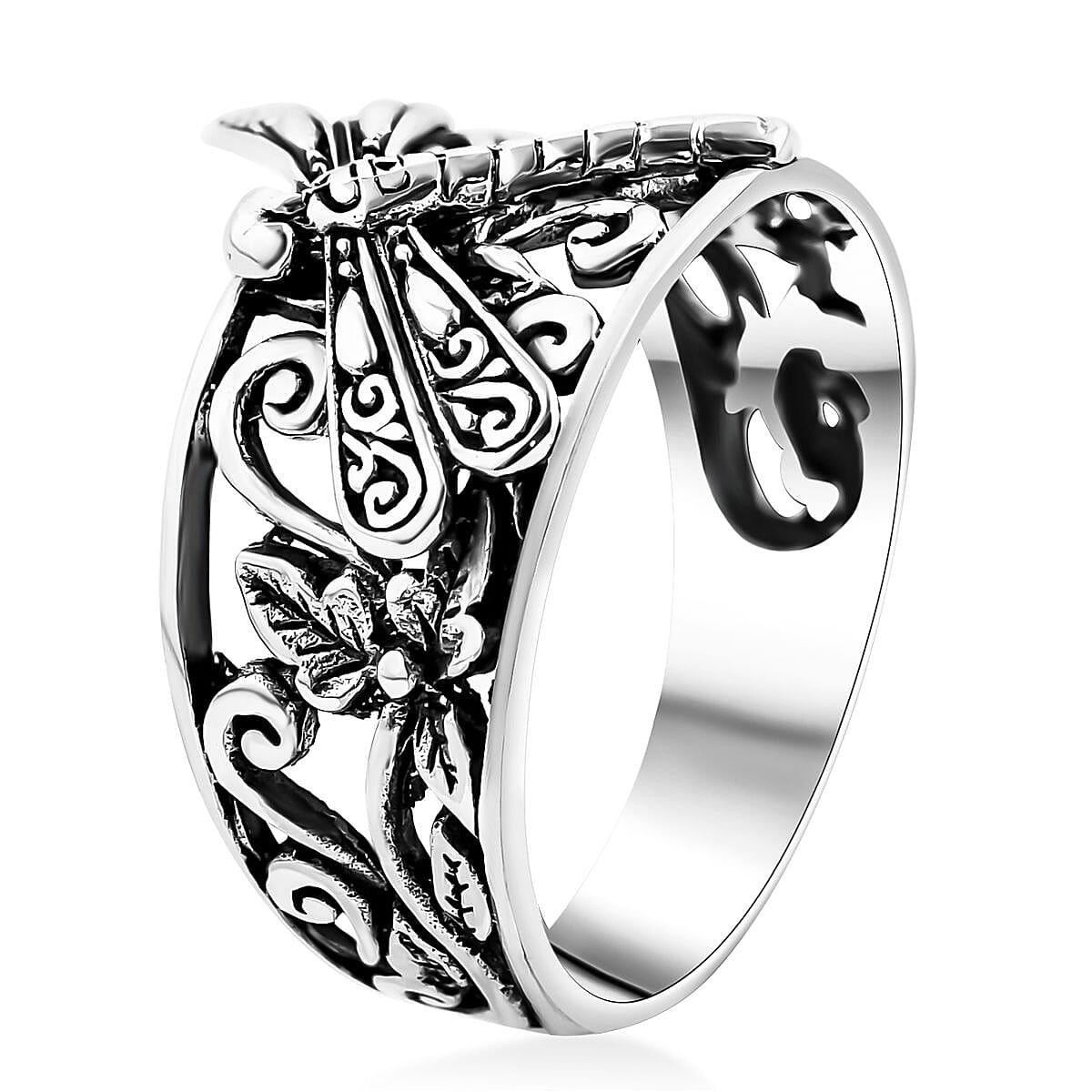 Bali Legacy Sterling Silver Dragonfly Ring (Size 11.0) 4.50 Grams image number 3