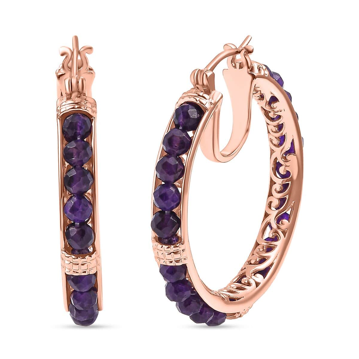 Karis African Amethyst Earrings in 18K RG Plated 11.10 ctw image number 0