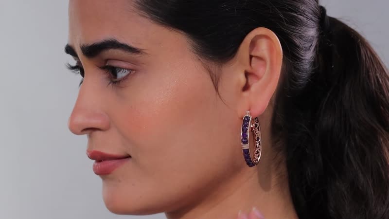 Karis African Amethyst Earrings in 18K RG Plated 11.10 ctw