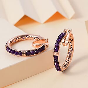 Karis African Amethyst 11.10 ctw Earrings in 18K RG Plated